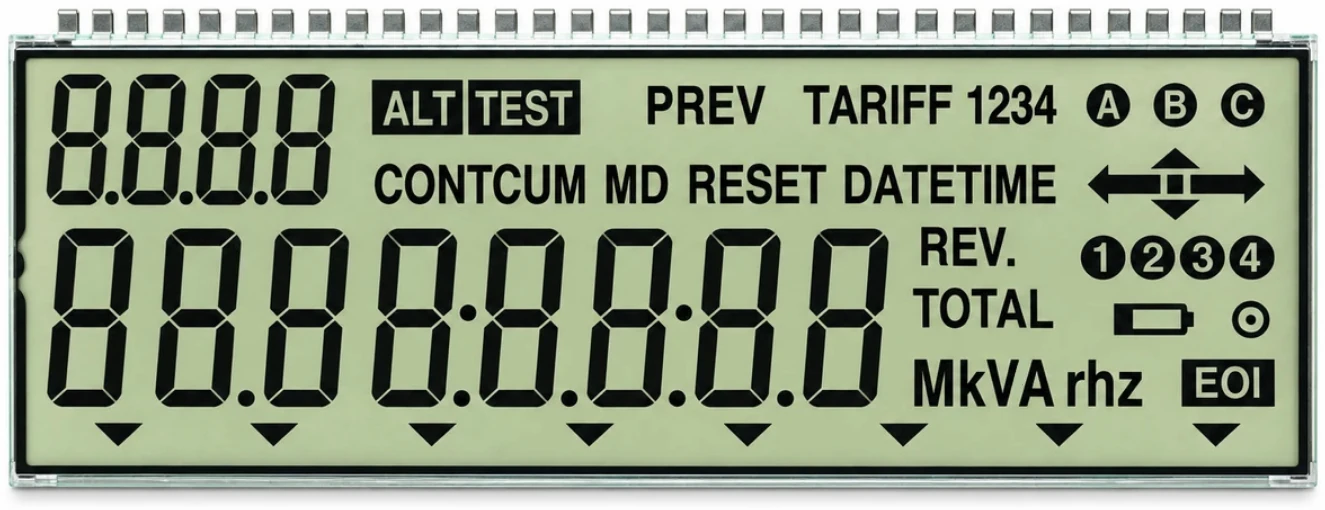 Custom monochrome segment LCD for an energy meter